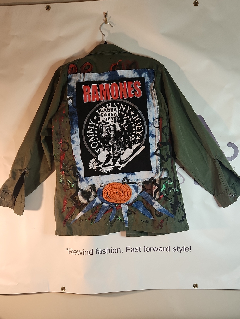 Ramones Graphic Olive Green Military Jacket